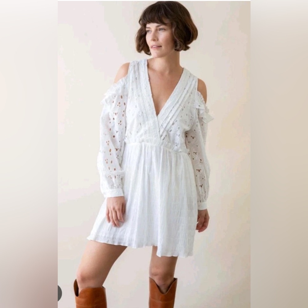 IRO Meila Open-Shoulder Lace Mini White Dress Festival